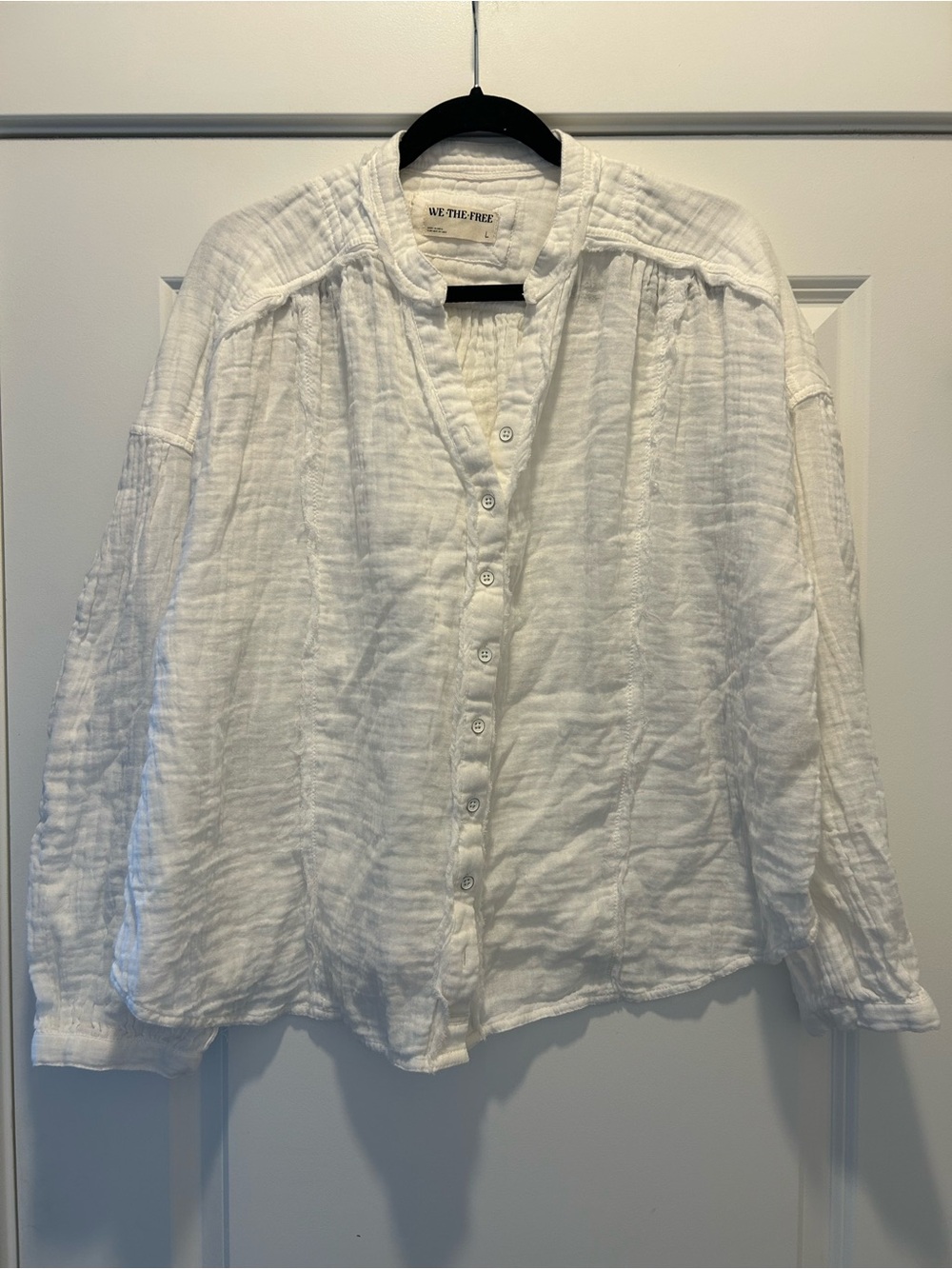Free People We the Free Gauze Cotton Lightweight Button Up Shirt Sz L